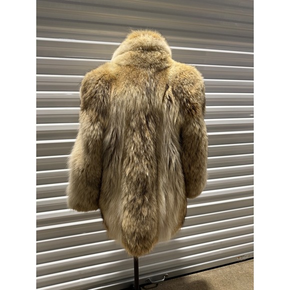 Vintage Tibor Furs Genuine Fur Coat Brown Tan Shawl Collar Mid Length Womens M - Picture 5 of 8